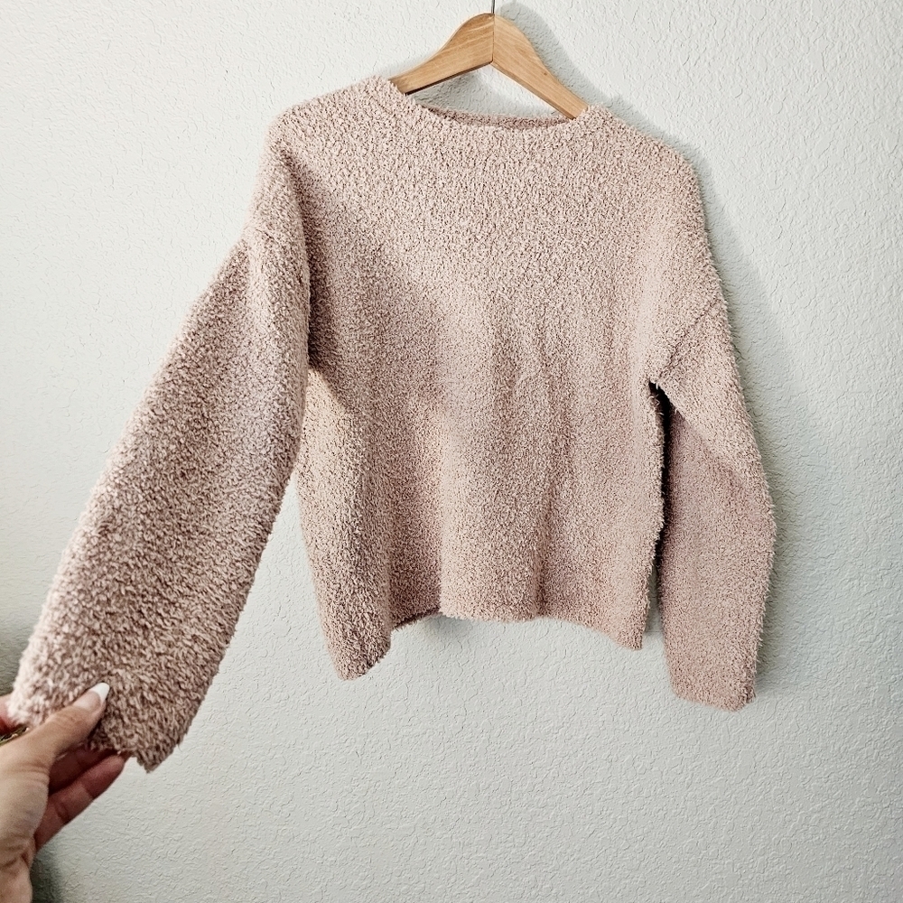 Sincerely Jules Cozy Fuzzy Fleece Sweater Neutral Warm Soft Teddy Bear Small - Picture 1 of 8
